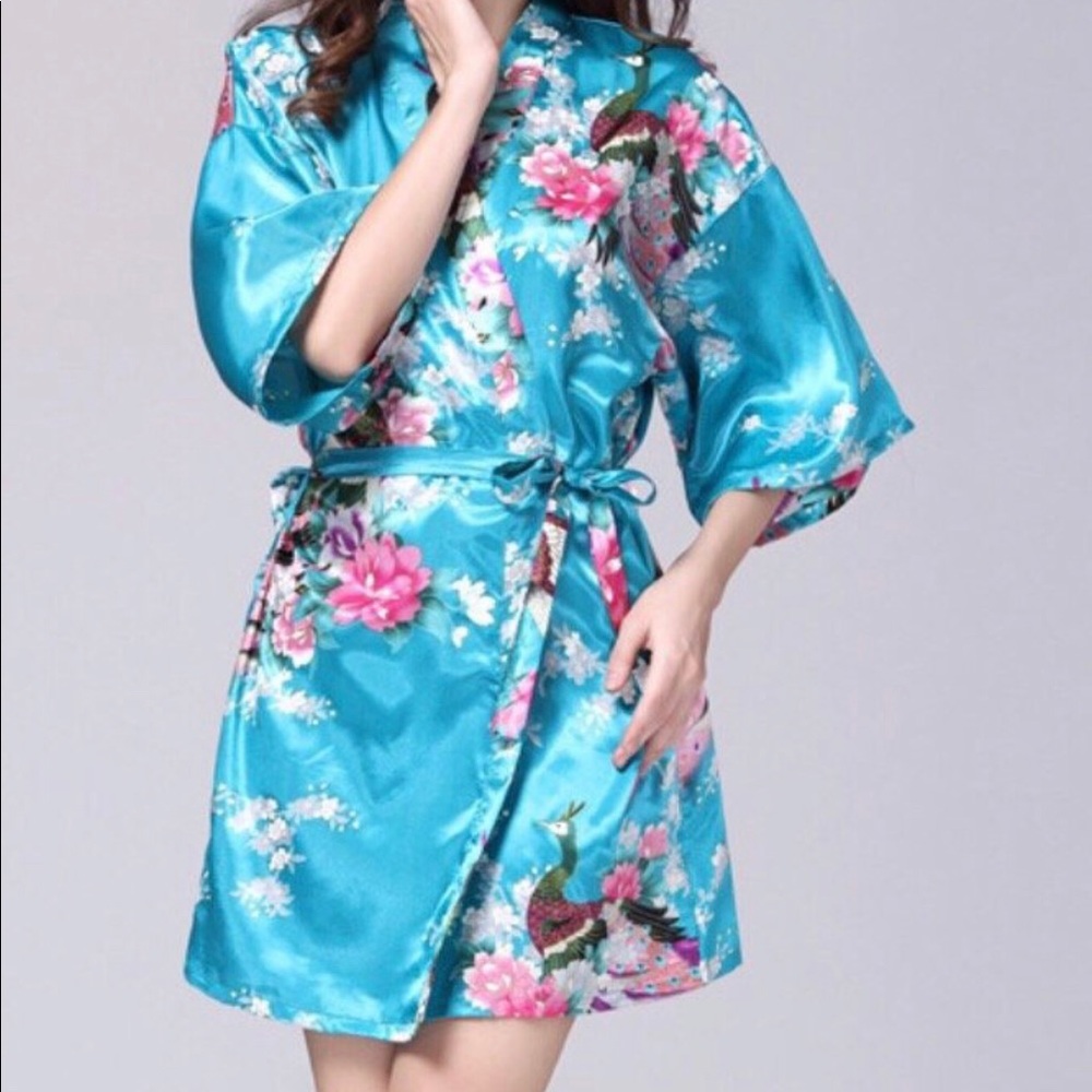 Satin peacock robe